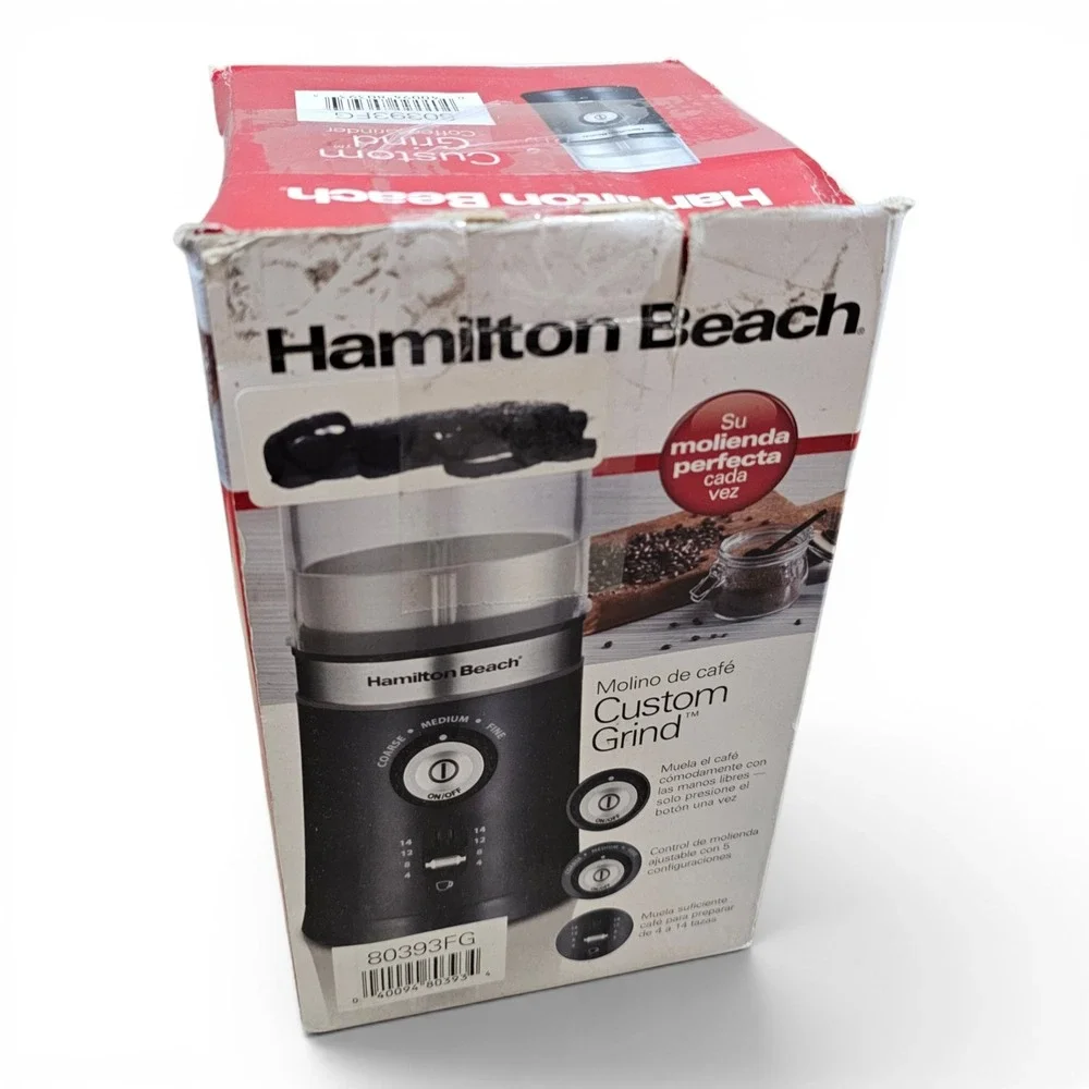 Hamilton Beach Coffee Grinder Custom Grind Black New Open Box 80393FG 14 Cup